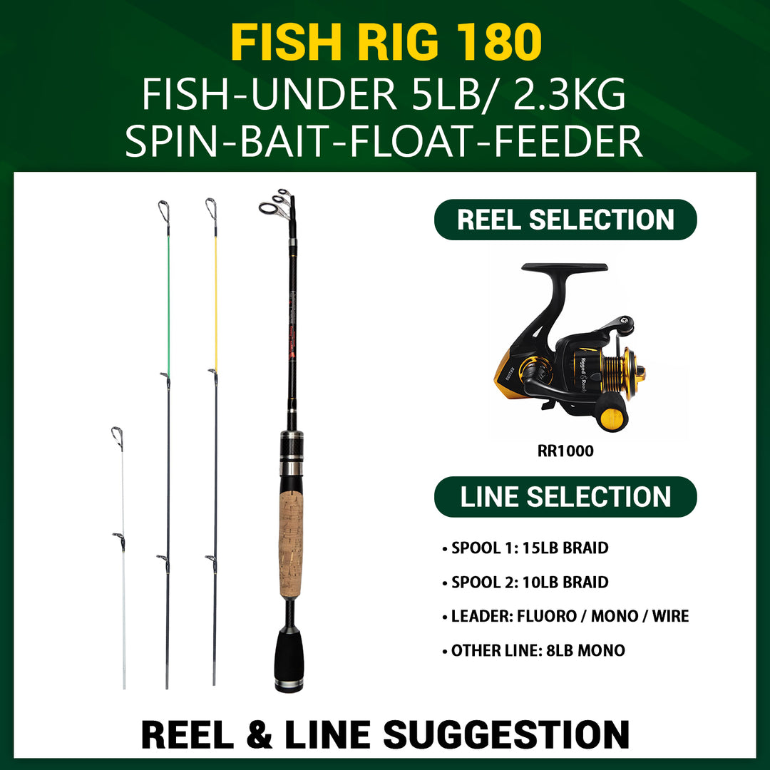 Fish Rig 180 Super Lightweight Tele Rod + 2 Tips