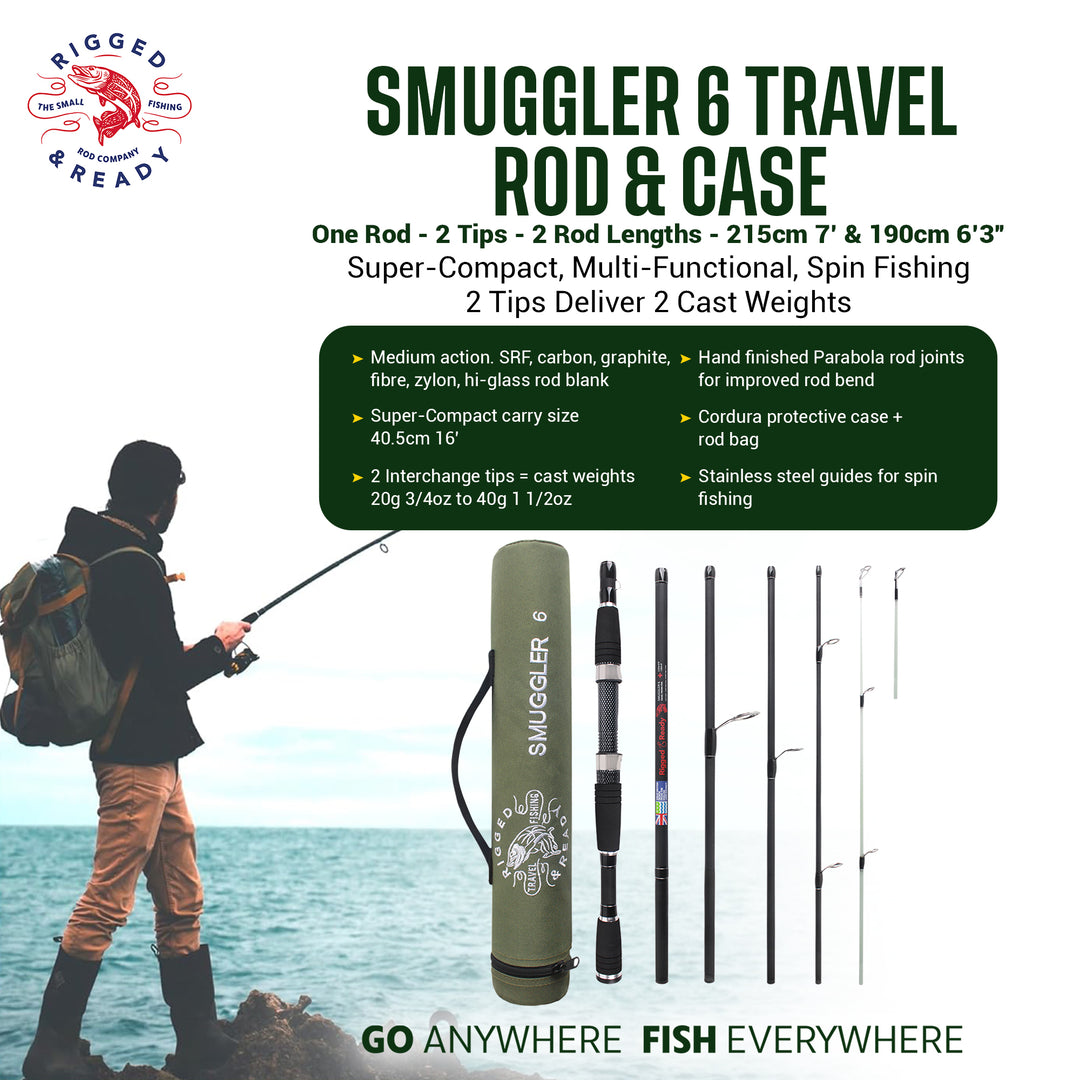 Smuggler 6 215+190cm Compact Travel Fishing Rod + 2 tips