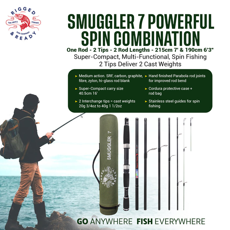 Smuggler 7 Powerful Compact Travel fishing Rod + 2 Tips Smuggler 7 Powerful Compact Travel fishing Rod + 2 Tips