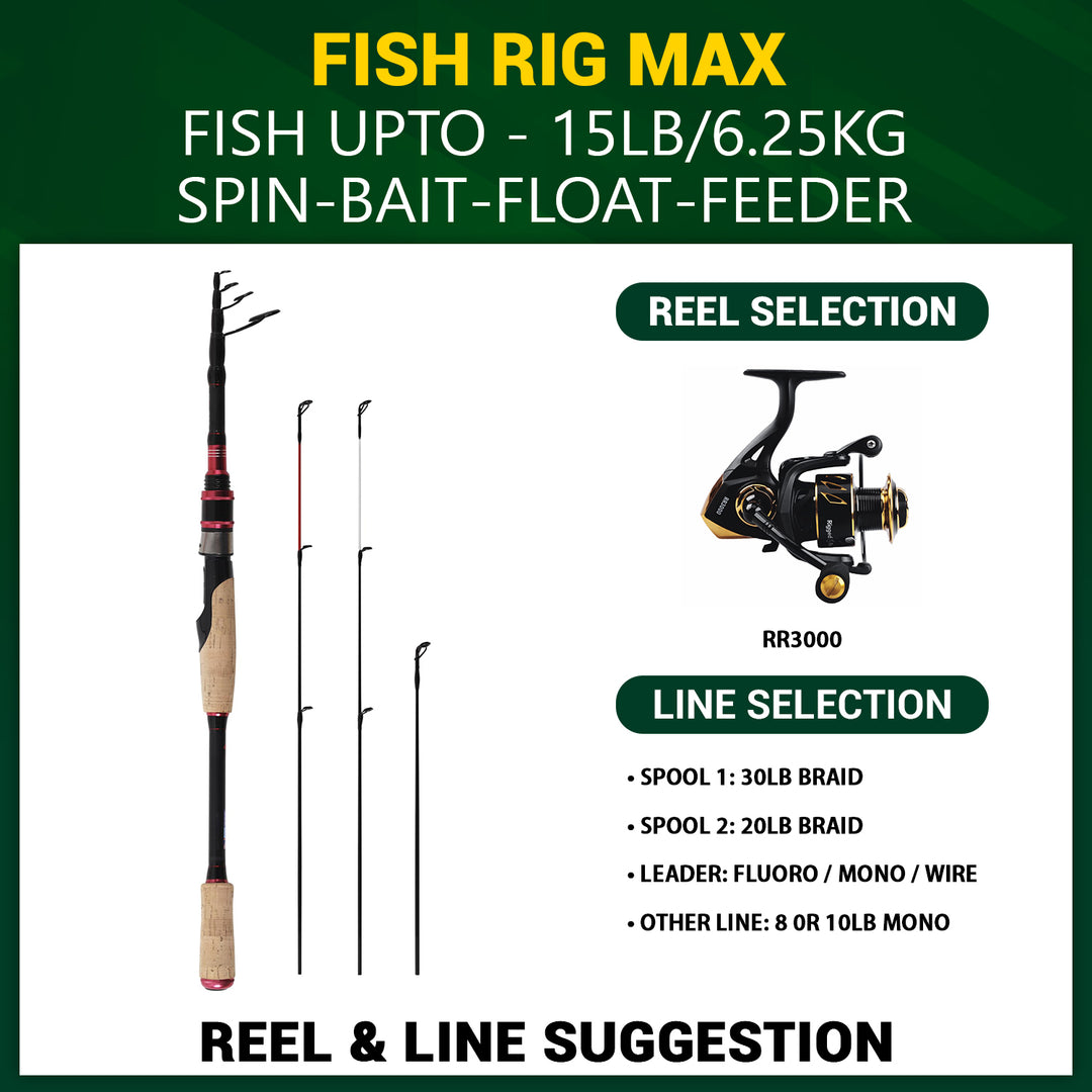 can a telescoping fishing rod good a 30lb fish Rig Max Cast-Spin Tele 240 & 210cm Options + 3 Tips With a truss construction Heavy Duty Carbon Fiber Telescopic