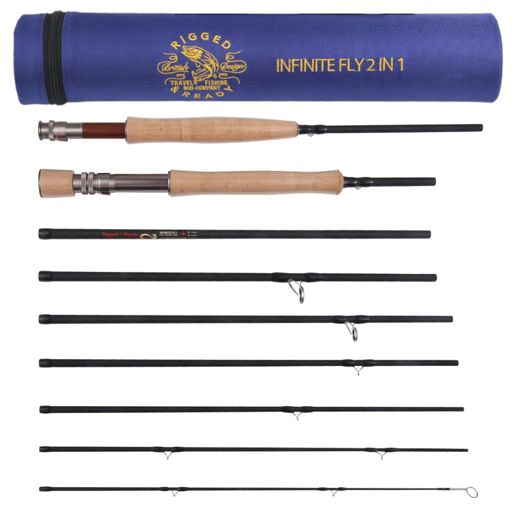 2-IN-1 Travel Fly Rod. 2 Handles. Hi-Modulus Carbon 8 Sections 9ft 