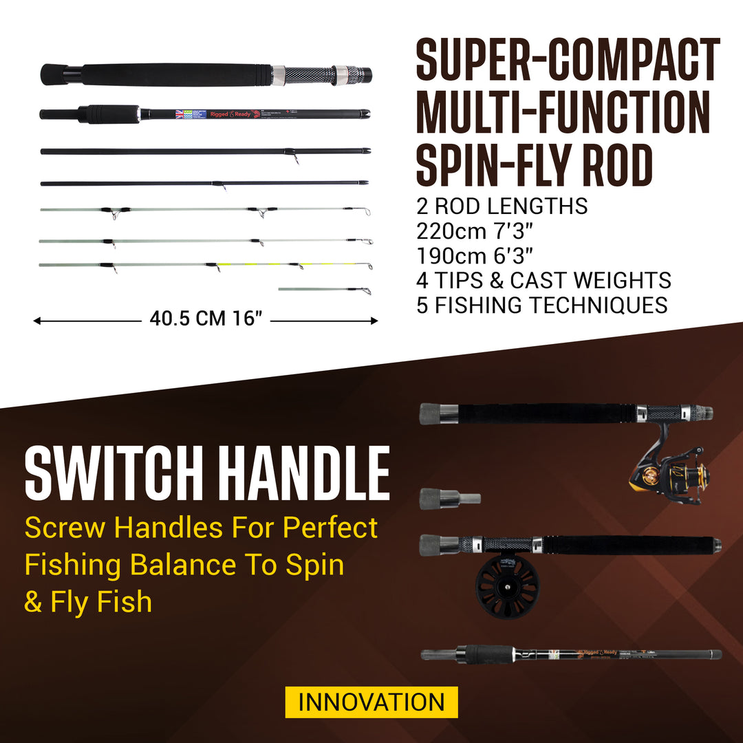 compact fly fishing rod X5 Multi-Functional Fishing Rod 2 Reels & Case