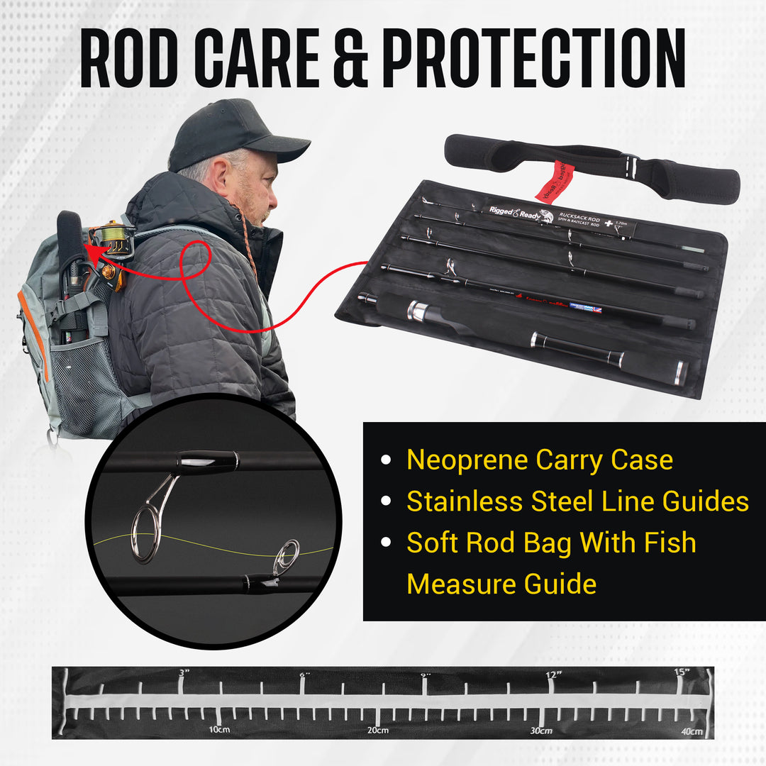 Rigged and Ready Spinning Travel Fishing Rucksack Rod 5' 6