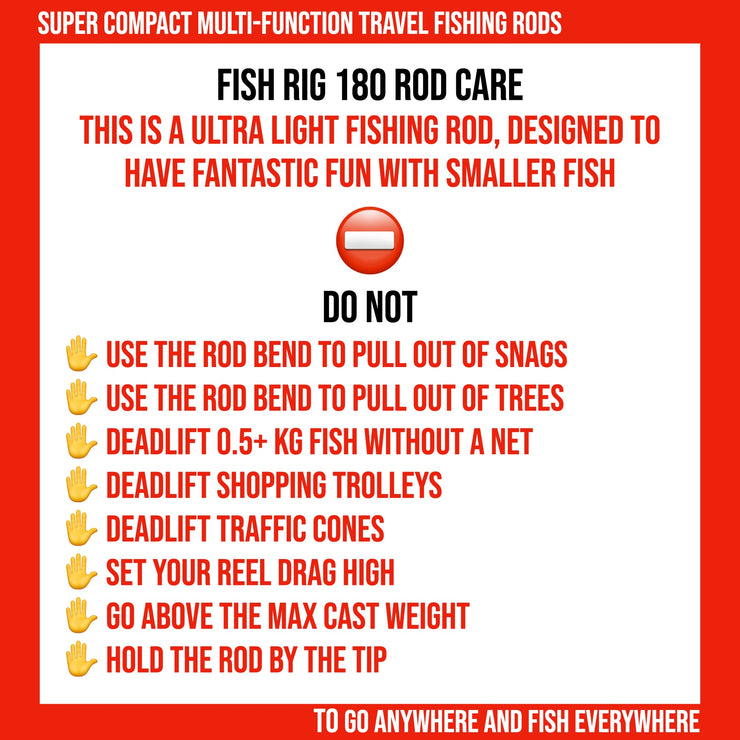 Fish Rig 180. Super Lightweight Tele Rod 180 Options + 2 Tips