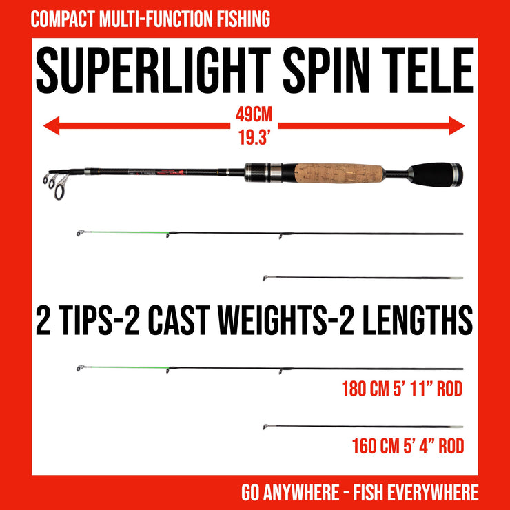 Fish Rig 180. Super Lightweight Tele Rod 180 Options + 2 Tips