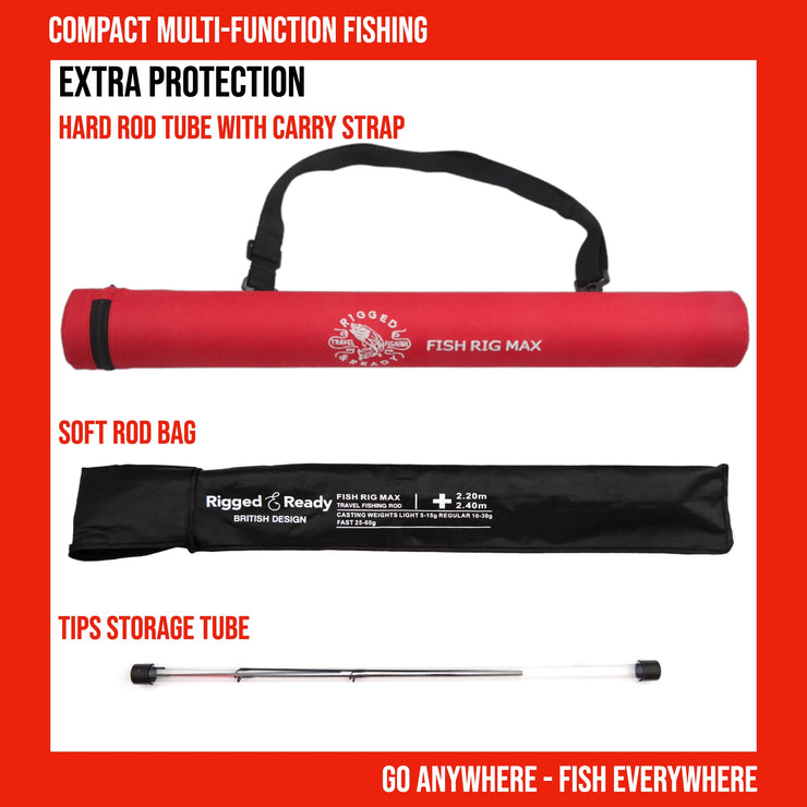 Fish Rig Max.Spin Telescopic Multi-Functional rod 240 & 210cm options + 3 tips