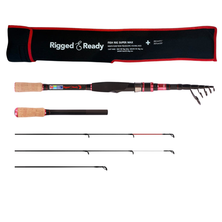 best telescopic travel fishing rod Rigged & Ready Fish Rig Super Max Rod, 3 Tip and high performance Color:Baitfish Fishermen reel in prizes Size (inch)_4
