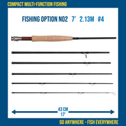 2-IN-1 Travel Fly Rod. 2 Handles. Hi-Modulus Carbon 8 Sections 9ft #6 + 7ft #4