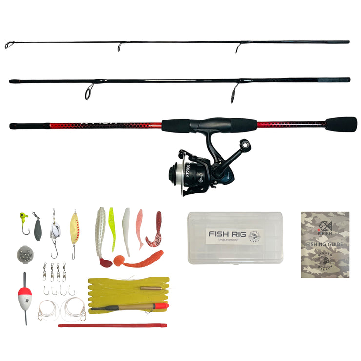 Fishing Combination. Rod, Reel, Line, Tackle Box, Tackle + How to Fish Guide