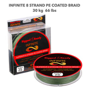 Infinite Braid 30 kg - 66 lb Hi-Performance Braided PE Line. 200 m 8 strand low diameter super strong