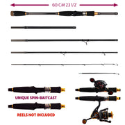 Predator P-S-B MAX. Unique Predator-Spin-Baitcast Powerful Rod +Micro Trigger +Extension +2 Tips =4 Lengths & Cast W