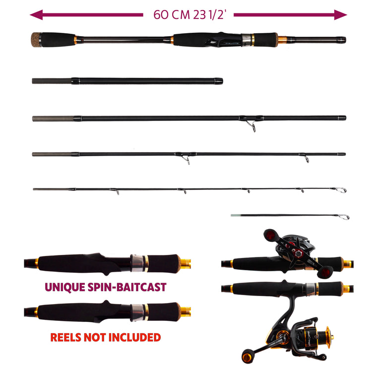 Predator P-S-B MAX. Unique Predator-Spin-Baitcast Powerful Rod +Micro Trigger +Extension +2 Tips =4 Lengths & Cast W