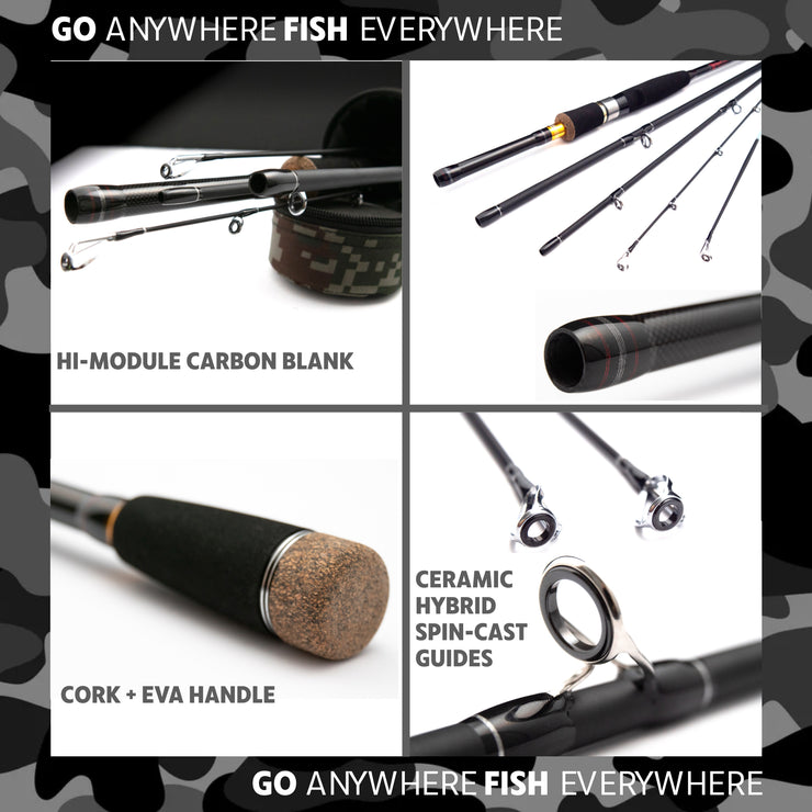 Predator P-S-B Unique Predator-Spin-Baitcast Rod with Micro Trigger 2.2m+1.85m Rod Lengths + 2 Tips
