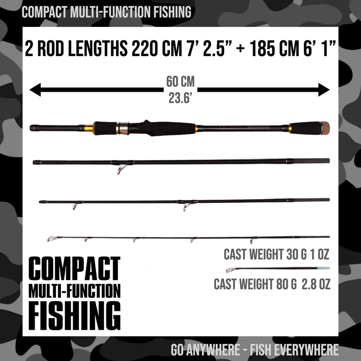 Predator Spin-Baitcast Unique Travel Fishing Rod