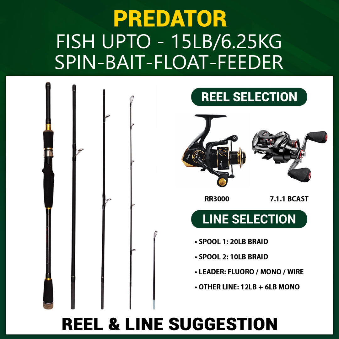 Predator Spin-Baitcast Unique Travel Fishing Rod
