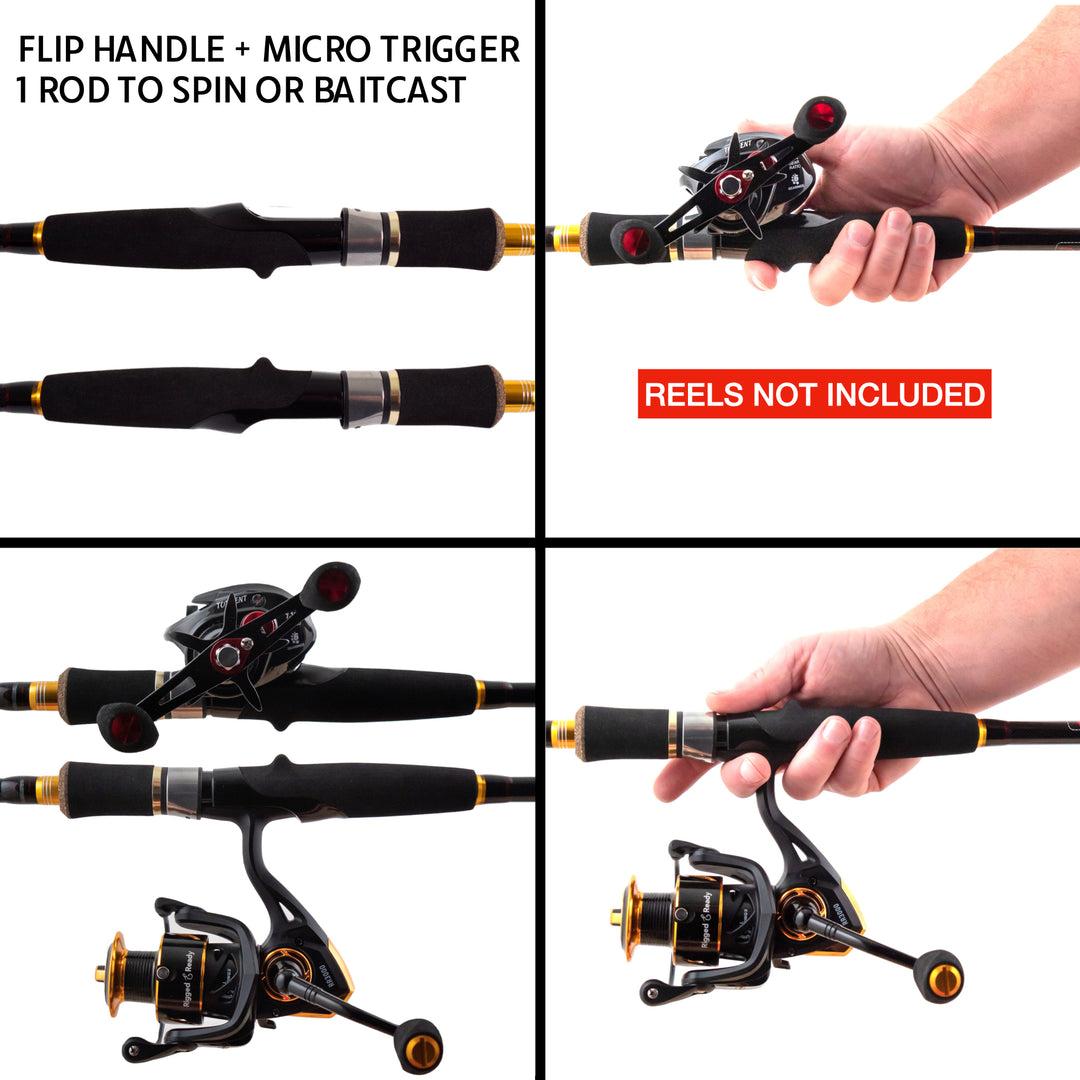 Predator Max. Unique Spin-Baitcast Rod + Micro Trigger + Rod Extension. Multi-Function Powerful Rod