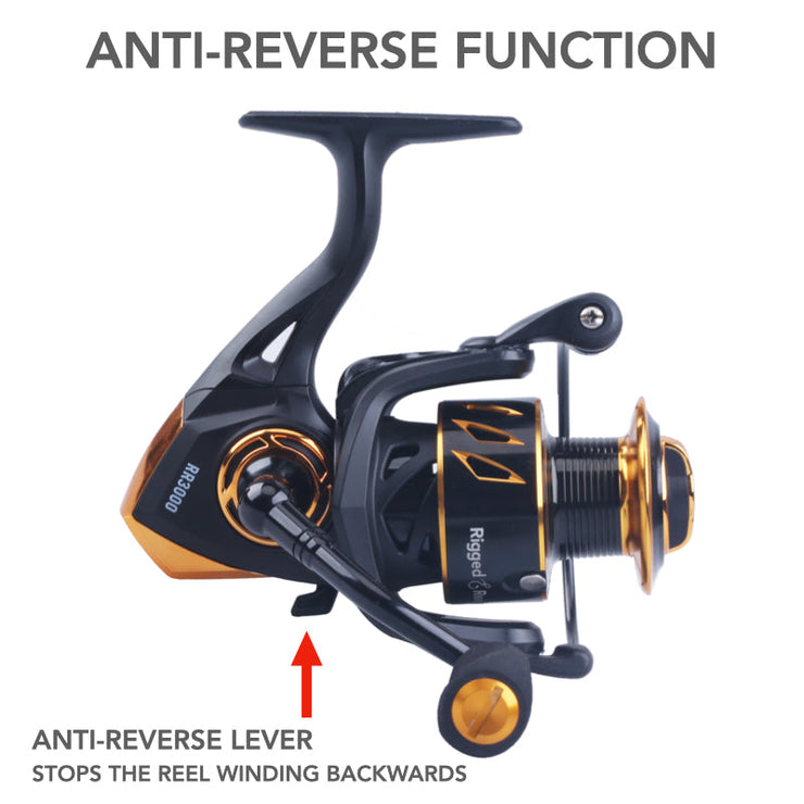 Reel - RR 1000 spin reel. Salt protected. 4+1 bearing. Spare spool + bag