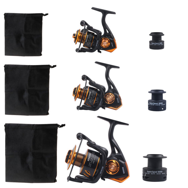 Reel - RR 1000 spin reel. Salt protected. 4+1 bearing. Spare spool + bag