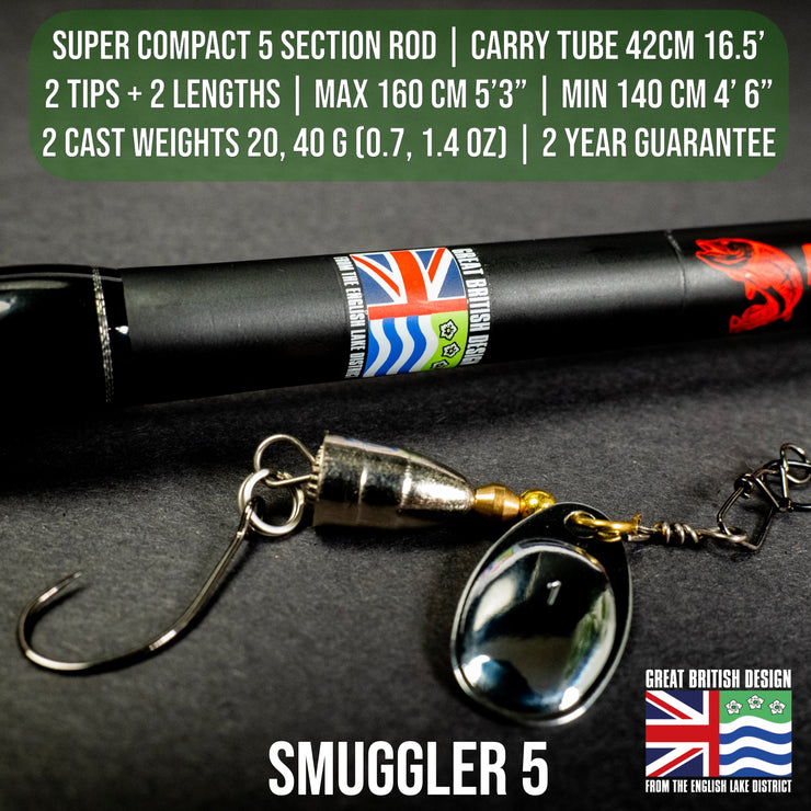 Smuggler 5 Compact Travel Rod & Case + 2 Tips 140+160cm Rod Options