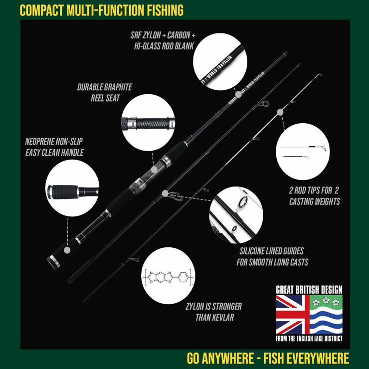 Smuggler 6 Travel Rod & Case +2 tips. 215+190cm Rod Options