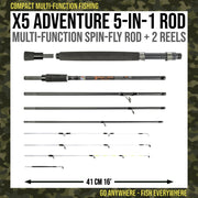 X5 Multi-Functional Fishing Rod. 5 Options Spin-Bait-Fly Fishing