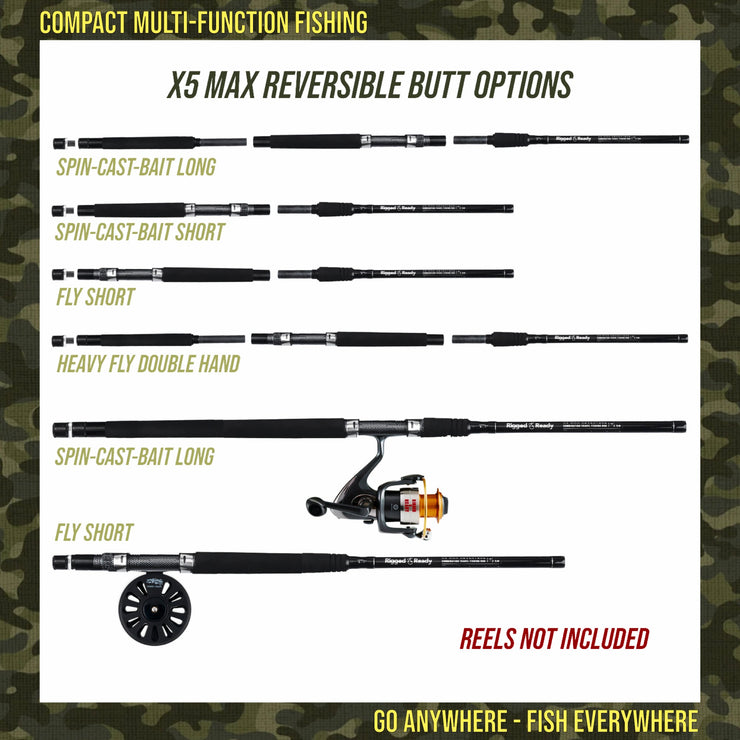 X5 Max Multi-Function Fishing Rod. 9 Rod Options-1 Compact Travel Fishing Set + 4 tips