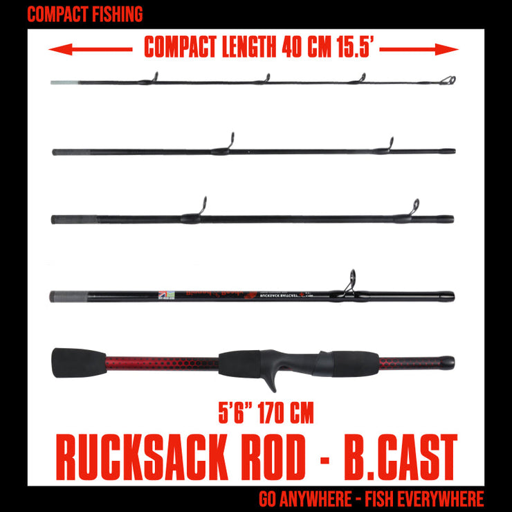 Rucksack Baitcast Travel Fishing Rod 5&