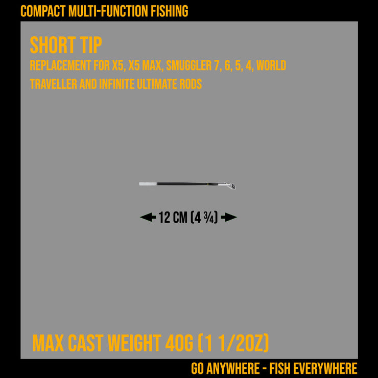 Short Tip. Replacement for X5, X5 Max, Smuggler 7, 6, 5, 4, Smuggler and Infinite Ultimate rods.