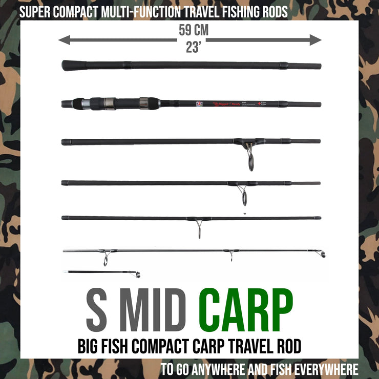 S Mid Carp. Big Fish Carp, Pike, Cat Travel Rod + 2 tips 320 & 270cm