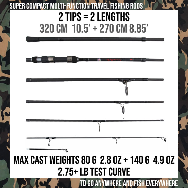 S Mid Carp. Big Fish Carp, Pike, Cat Travel Rod + 2 tips 320 & 270cm