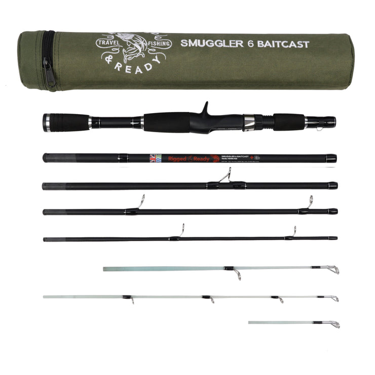 Smuggler 6 Baitcast Fishing Rod & Case. Compact medium casting action rod. 3 tips