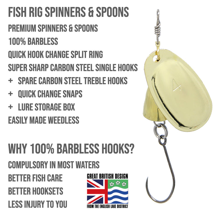 9 Large Premium Spinners Set Fish Rig 100% Barbless