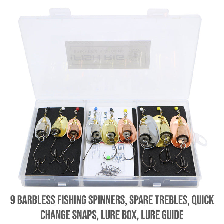 9 Large Premium Spinners Set Fish Rig 100% Barbless