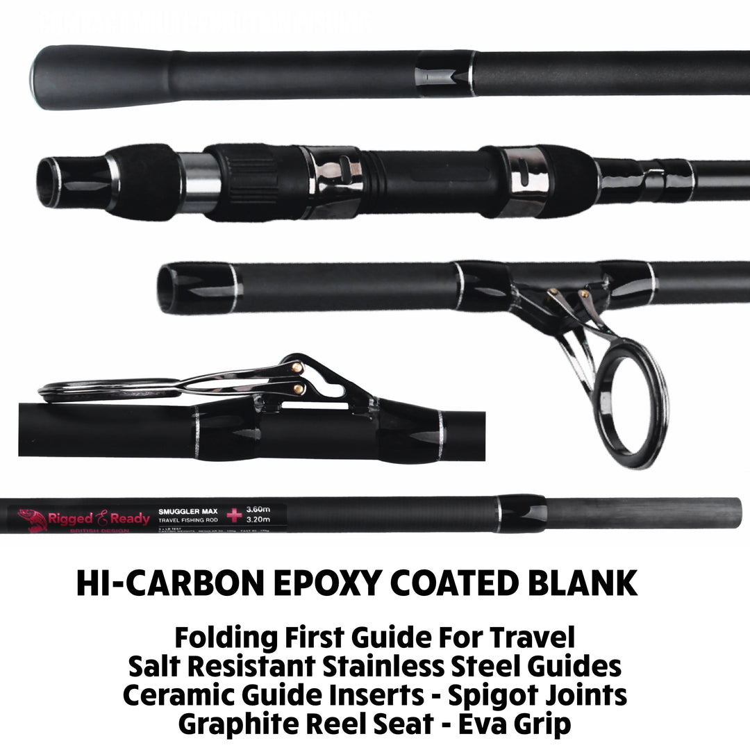 english graphite 7 meter telescoping fishing poles S Max Big Fish & Surf Fishing Rod + 2 Tips|Travel angling