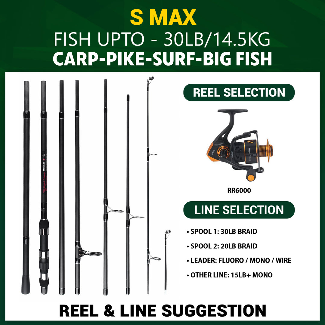 S Max Big Fish & Surf Fishing Rod + 2 Tips|Travel angling