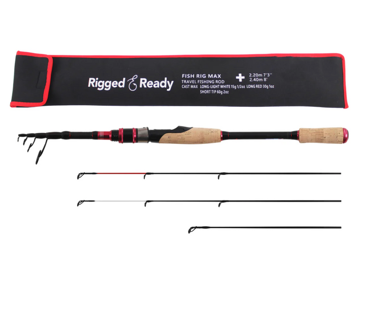 Fish Rig Max. Powerful Spin Telescopic Multi-Functional Rod 240 & 210cm options + 3 tips