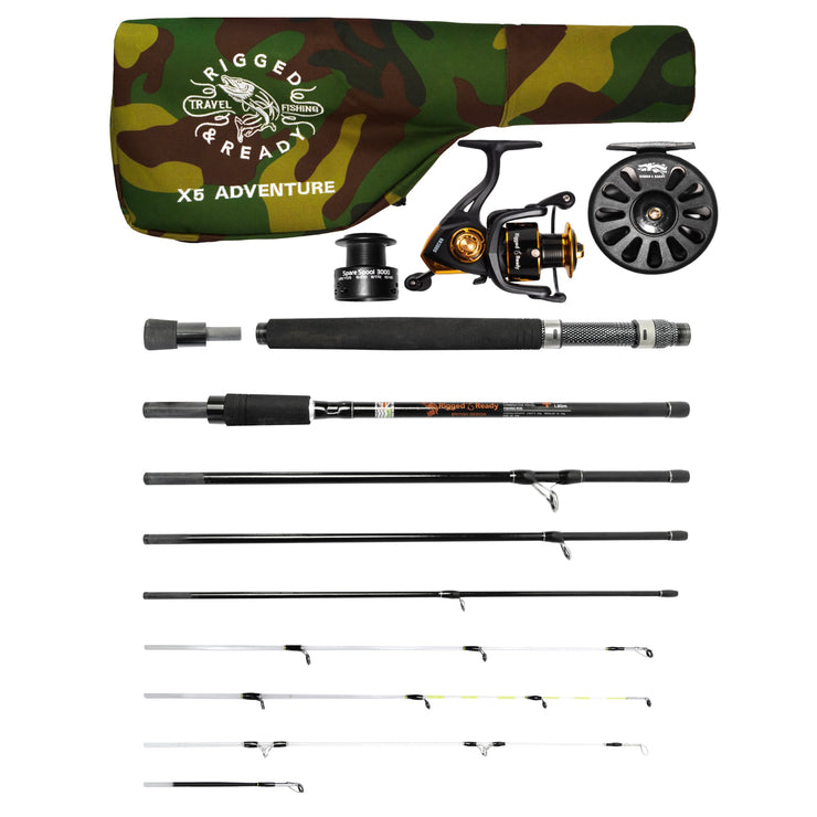 X5 Multi-Functional Fishing Rod 2 Reels & Case. 5 Rod Options-1 Fishing Set