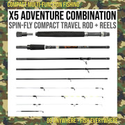 X5 Multi-Functional Fishing Rod 2 Reels & Case. 5 Rod Options-1 Fishing Set