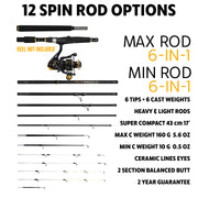 X Ultimate. Compact Spinning-Baitcast-Fly Travel Fishing Rod. 25-in-1 Combination Rods